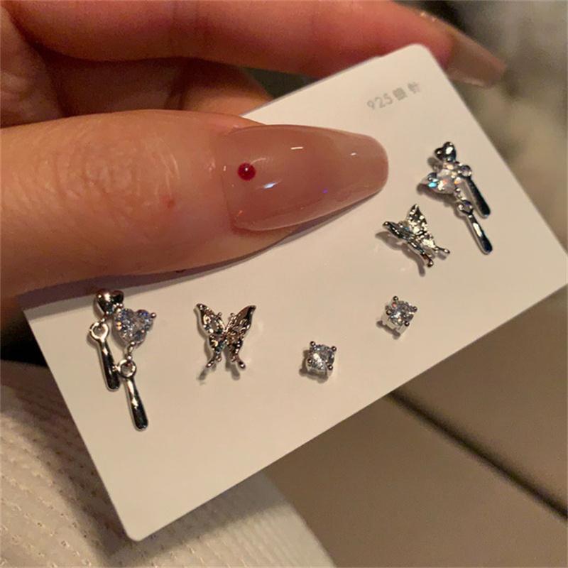 iF ME Готическая черная бабочка кристалл звезда серьги комплект для женщин девушка винтажные эстетические сердечки серьги гвоздики модные Y2K ювелирные аксессуары