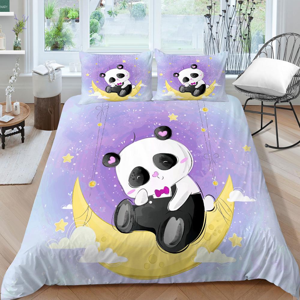 Panda Duvet Cover Queen Size Bedding Bamboo Home Textiles Children Boy Girl with Pillowcase Highend Bedding Cover