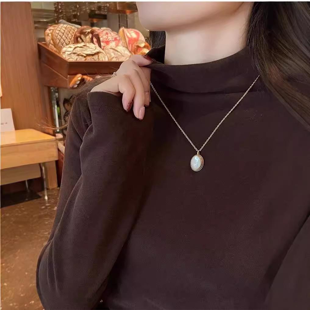 Женский топ из плотного бархата с полувысоким воротником и длинными рукавами, осень/зима 2024 г.