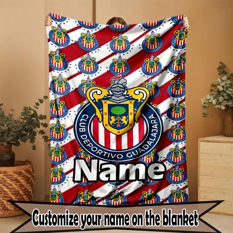 Custom Name Personalized Club Deportivo Guadalajara Print Blanket, Home Decor, Bedroom, Sofa, Camping, Couch, Gifts for Birthday ChristmasEnthusiasts