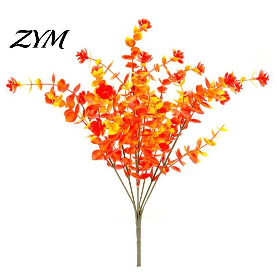 Easy Care Fake Plants Fall Artificial Flower with Eucalyptus Leaf, Lifelike Faux Plants, Decorative UV Resistant for Autumn Thanksgiving Harvest
