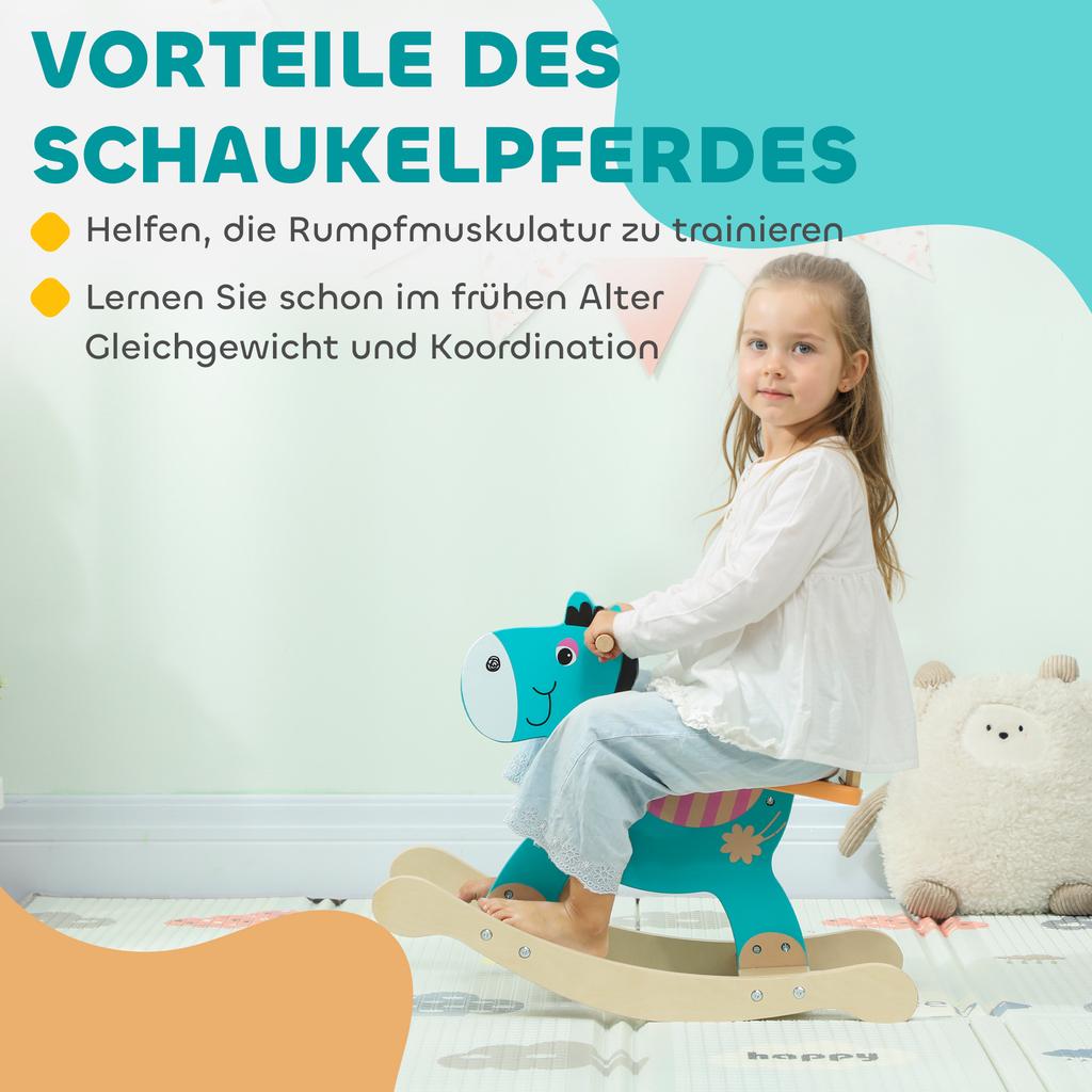 Rocking Animal Donkey Baby Rocking Toy with Handles Rocker Rocking Seat 59 x 27 x 43 cm Teal
