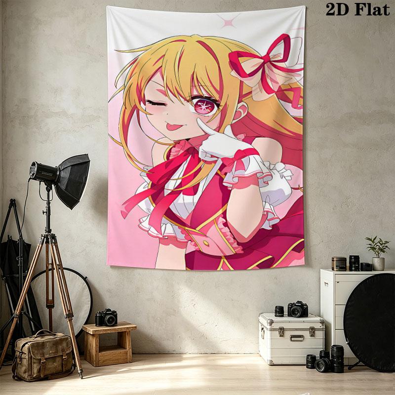 Oshi No Ko Wall Tapestry Aesthetic Wall Hanging Printed Fabric Blanket Decorative Tapestries For Bedroom Living Room Home Decor