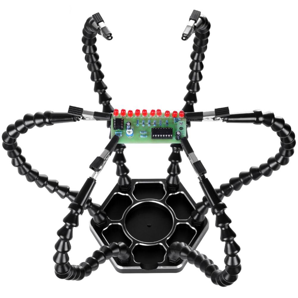 Держатель для пайки печатных плат с 5-кратной лупой и основанием Многофункциональный инструмент для верстака Гибкие рычаги Инструмент для пайки для пайки/ремонта