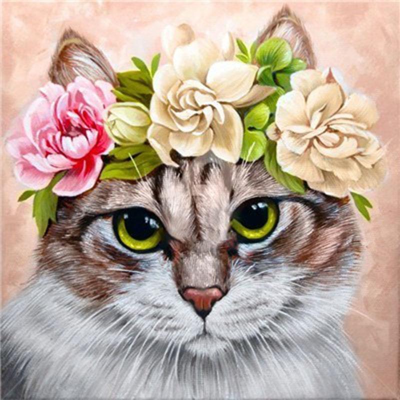 DIY кошка 5D алмазная живопись полная круглая дрель горный хрусталь животное Алмазная вышивка крестиком мозаика домашний декор настенное искусство