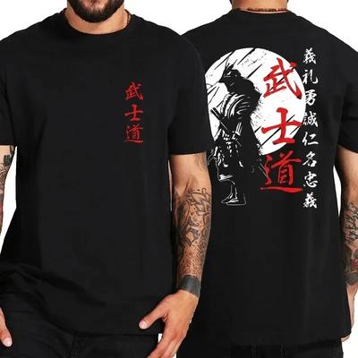 Мужская футболка Japan Samurai Spirit с принтом в японском стиле Bushido, футболка с коротким рукавом, модная хлопковая женская футболка большого размера с круглым вырезом