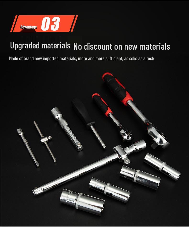 108-Piece Ratchet and Socket Set for Automotive Repair in Dedicated Tool Box