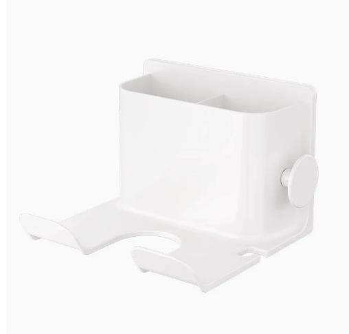 Wall Mounted Hair Dryer Holder Organizer Bathroom Storage Rack No Drilling Required Space Saving Hairdryer Stand with Multiple Compartments