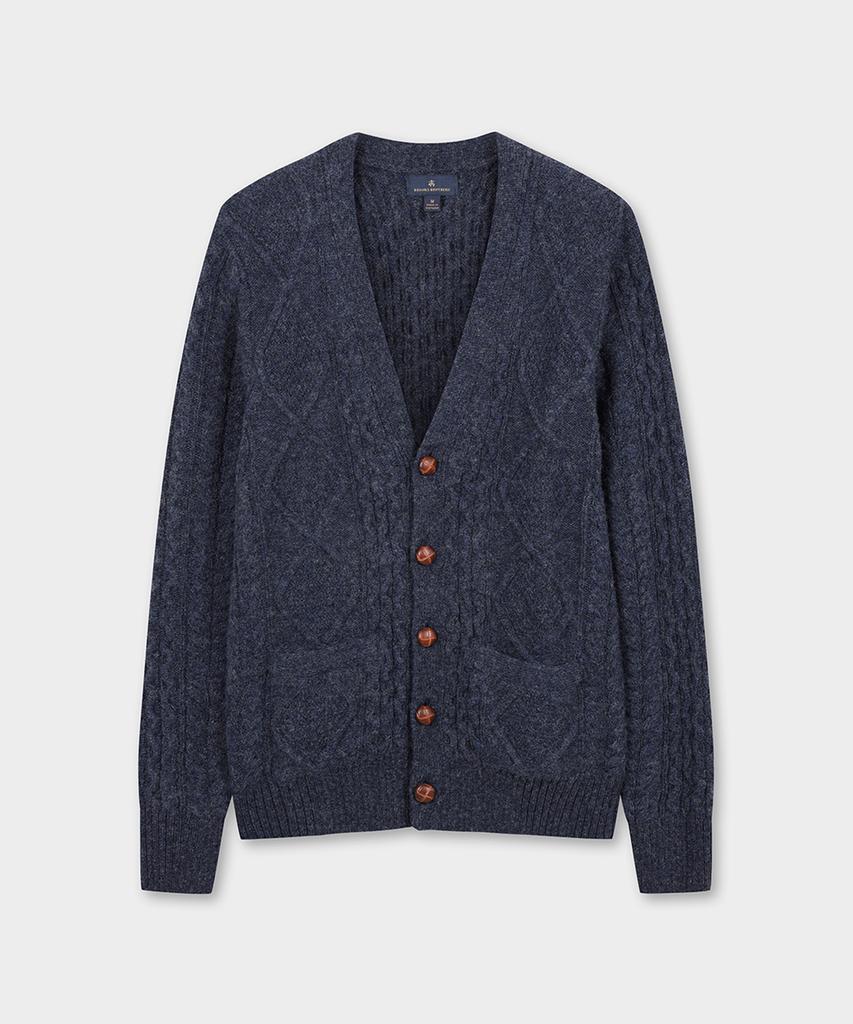 Brooks Brothers Aran Cable Cardigan (Blue) (Bbwcmf4510Mew)