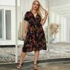 Women Dress Summer Woman Casual Dresses Floral Print Dress Short Sleeve V-neck Beach Dress Plus Size