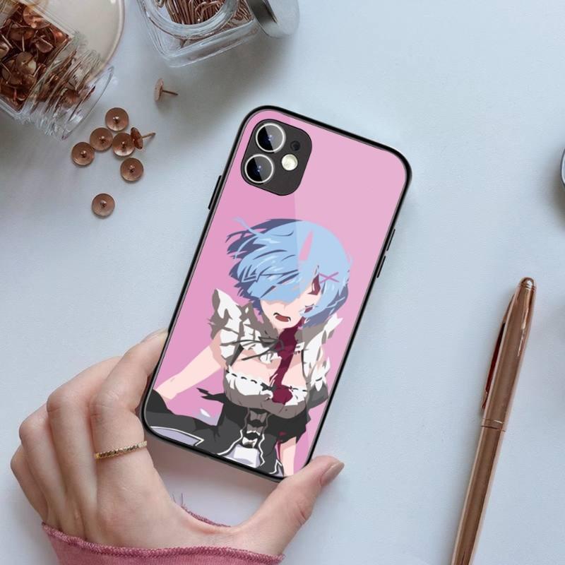 Чехол для телефона Anime ReZERO Ram Rem для iPhone 14 13 12 11 XS X 8 7 6 Plus Mini Pro Max SE 2022 черный чехол для телефона из поликарбоната и термополиуретана