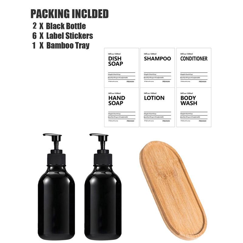 500 мл глянцевый черный дозатор мыла для настенного крепления бутылки мыла для душа с этикетками дозаторы для геля для душа для ванной комнаты кухонной раковины