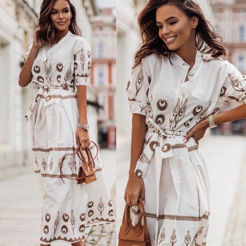 RUGOD Летняя новинка, однобортное льняное платье-рубашка с короткими рукавами и воротником-стойкой на талии, женское летнее платье средней длины