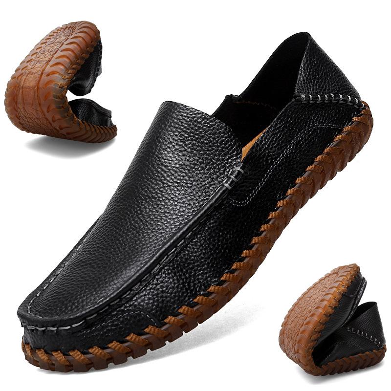 2024 Plus Size 38-48 Genuine Leather Men Loafers Cow Leather Casual Shoes for Man Soft Comfortable Moccasins Hand Sewn Driving Shoes