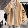 Men's Winter Large Size Youthfulness Warm Loose Short Casual Collar with Hood Zip Cardigan Jacket Outdoor Sports Tops