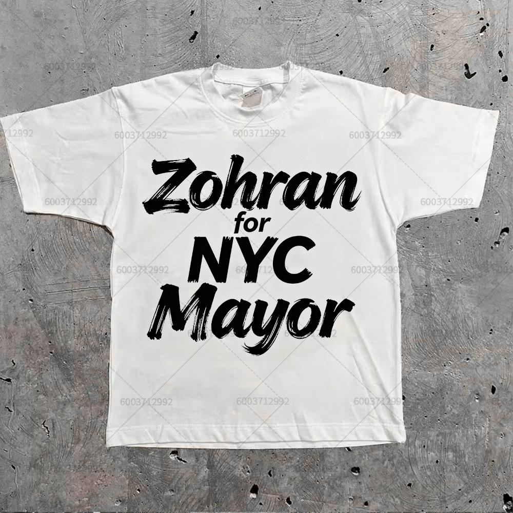 Мужская футболка Streetwear Zohran для мэра Нью-Йорка Смешной мем Винтажная футболка с коротким рукавом Женская Оверсайз