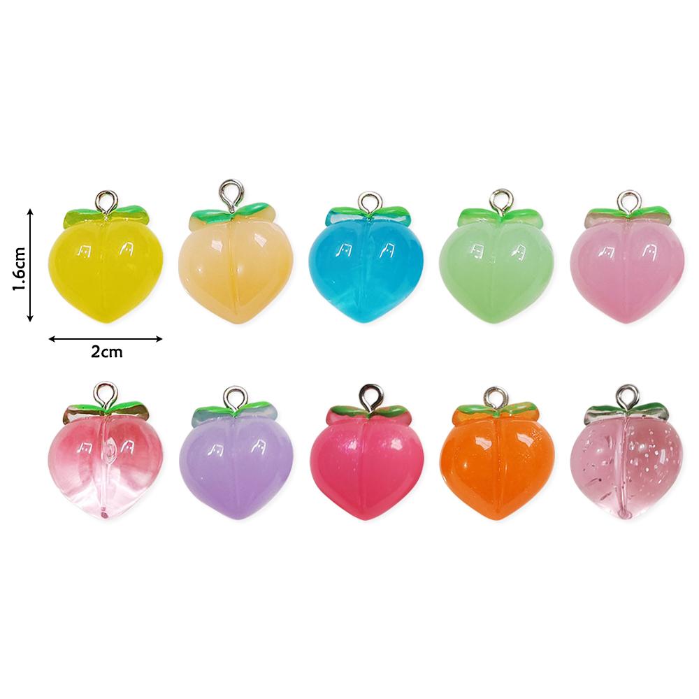 10 шт., прозрачные подвески в виде персика, фруктовые подвески, 3D звенья, подвесные украшения, аксессуары для изготовления ювелирных изделий