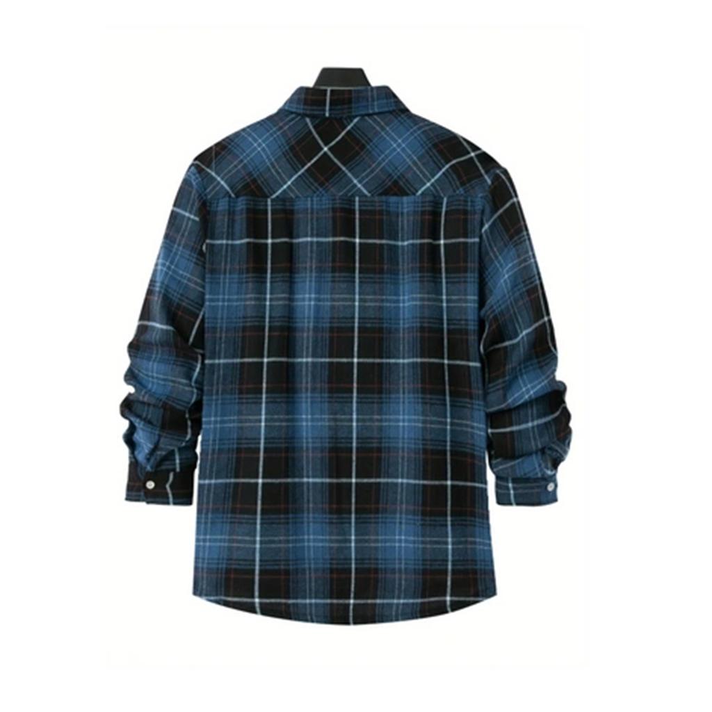 Мужская повседневная рубашка с длинными карманами и рукавами, кардиган с шерстяной основой в тонкую полоску