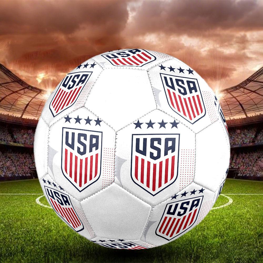 USA football Size 5 Soccer Ball, Machine-Stitched PVC, Durable & High Bounce, All Ages Fit, fan merchandise, matches & outdoor use.