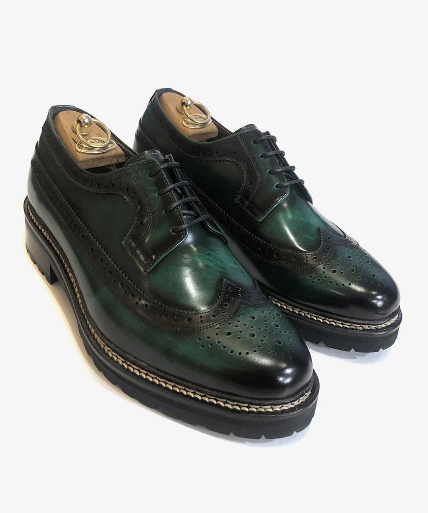 Joenshoe Human Stitch Wingtip Oxford Emerald Green
