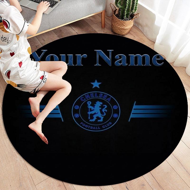 Chelsea F Custom Name Round Area Rug,Carpet Rug for Living Room Bedroom Sofa Playroom Decor,Non-slip Floor Mat
