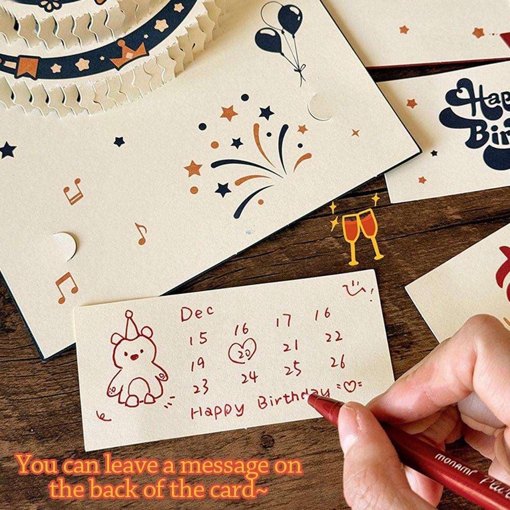 Music Light Happy Birthday Card 3D Message Card Musical Light Greeting Card Party Party Supplies