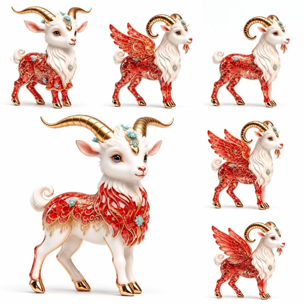 Shining Goat Hanging Ornament Set 2D Flat Animal Hanging Decoration Shop Window Display
