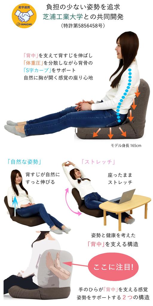 Collaboration Beautiful Posture Seat Chair 5 That Supports Your Back Made In Japan Back Swing Function Back Reclining Stretch Compact Relax [Seat