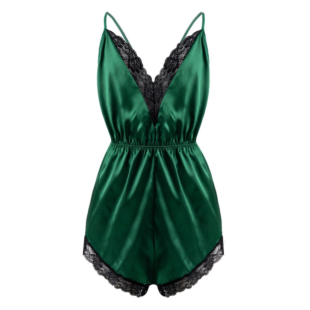 Мужское сексуальное женское белье на тонких бретельках с кружевной отделкой из атласной пижамы Комбинезон Ночное белье