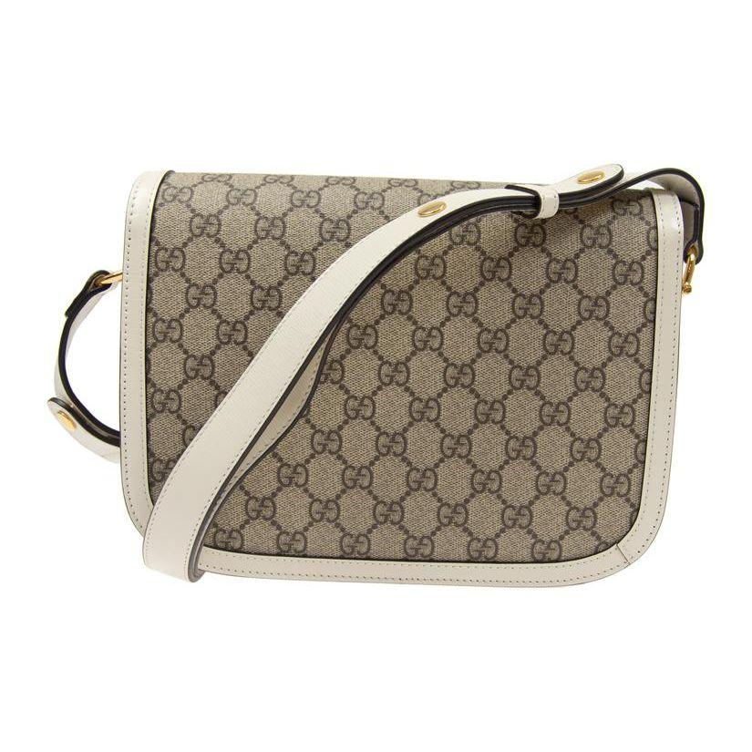 Gucci Horsebit 1955 Vintage Logo Canvas And Leather Saddle Bag Women Shoulder Bag Ebony White 602204-92TCG-9761