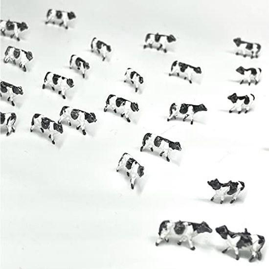 Free Range Cow Black White Dairy Farm 30 Heads Set 1150 Model Animal Animals Livestock Figure Railway Diorama Production Miniature