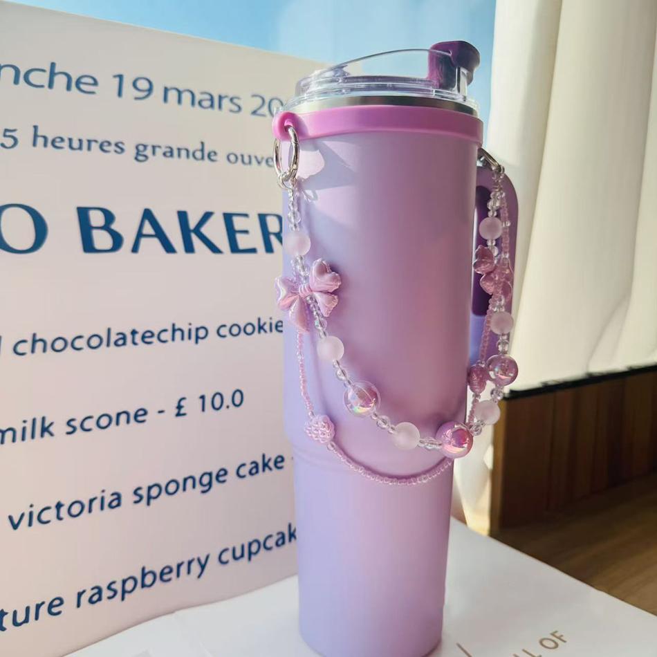 Ручка-ремешок для бутылки для воды для стакана Stanley 30 унций/40 унций Портативный милый хрустальный набор чашек 6-10 см Силиконовый ремешок Аксессуары для термокружки