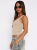 American Sexy Girl Low U Neck Sleeveless Top With Ribbed Fabric For Summer Party Wear