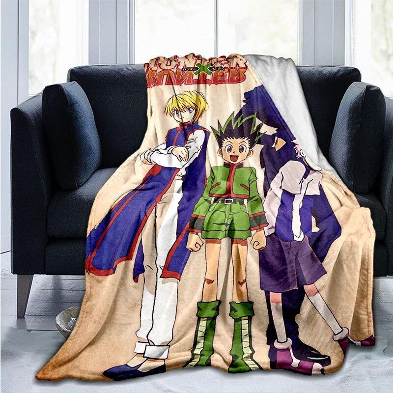 Фланелевое одеяло с аниме Hunter X Hunter, одеяла с мультяшным принтом, постельное белье для подростков, чехол для дивана, покрывало для путешествий, пешего туризма, одеяла для пикника