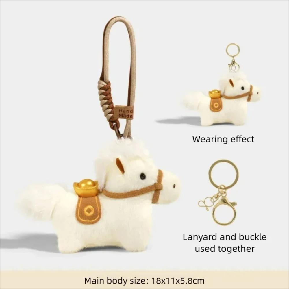 Cute Stuffed Animal Key Ring Creative Chinese New Year Gift Plush Horse Key Chain Birthday Gift