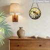 2D Flat Stained Glass Vintage Bee Window Decoration, 7.87inches Bee Flower Design Colored Glass Plate with Chain, Charming Spring Summer Sun Catcher