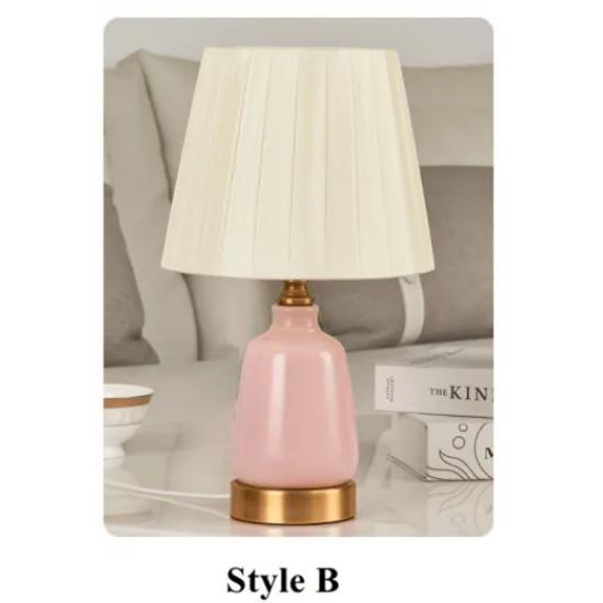 Европейские креативные розовые/синие керамические маленькие настольные лампы, тканевый абажур для детской комнаты, светодиодная лампа для прикроватной тумбочки, прихожей и студии AS009