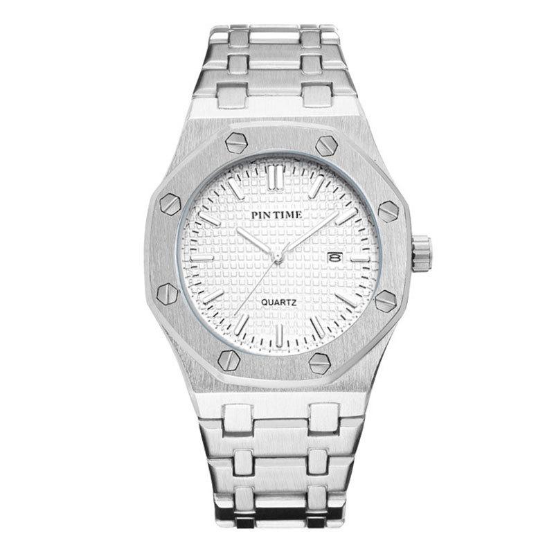 PINTIME Мужские часы класса люкс, автоматические часы с датой, водонепроницаемые, светящиеся, мужские наручные часы, кварцевые, из нержавеющей стали, спортивные часы