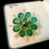 Luxury Emerald Butterfly Full Zircon Brooch Pin Temperament Elegant Rose Peony Corsage Suit Jacket Accessories Women Jewelry