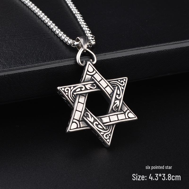 Модная подвеска в виде шестиконечной звезды, ожерелье из титановой стали для мужчин и женщин - хип-хоп стиль, цепочка для свитера, ювелирное изделие.