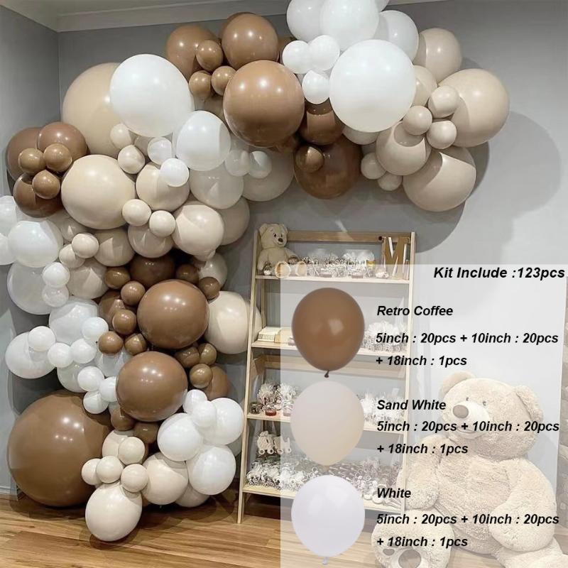 Coffee Brown Beige Balloon Garland Arch Kit Boy Girl Baby Shower Rustic Wedding Engagement Decoration Birthday Party Supplies Baptism Christenin