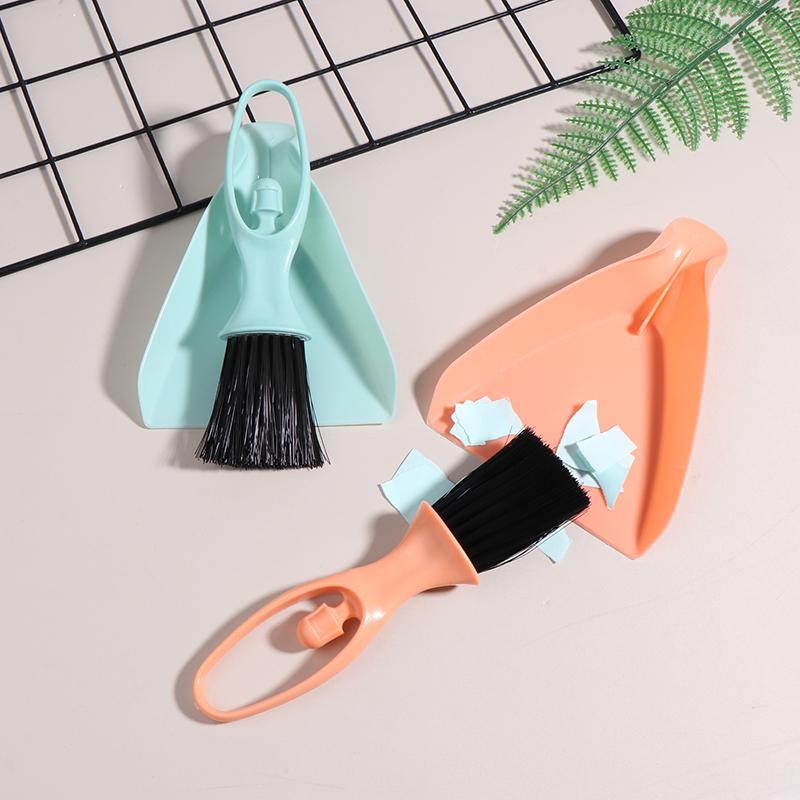 Mini Handy Desktop Keyboard Sweep Dustpan Cleaning Brush Corner Broom Pan Set With Handle Household Cleaning Tool