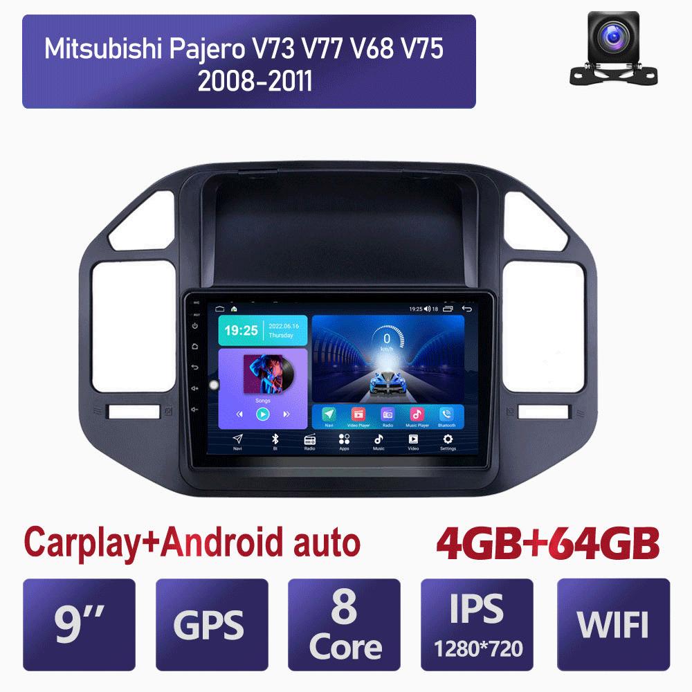 Автомобильный радиоприемник Carplay для Mitsubishi Pajero V73 2008-2011, автомобильный мультимедийный видеоплеер, GPS-навигация, WIFI, 4 + 64 ГБ