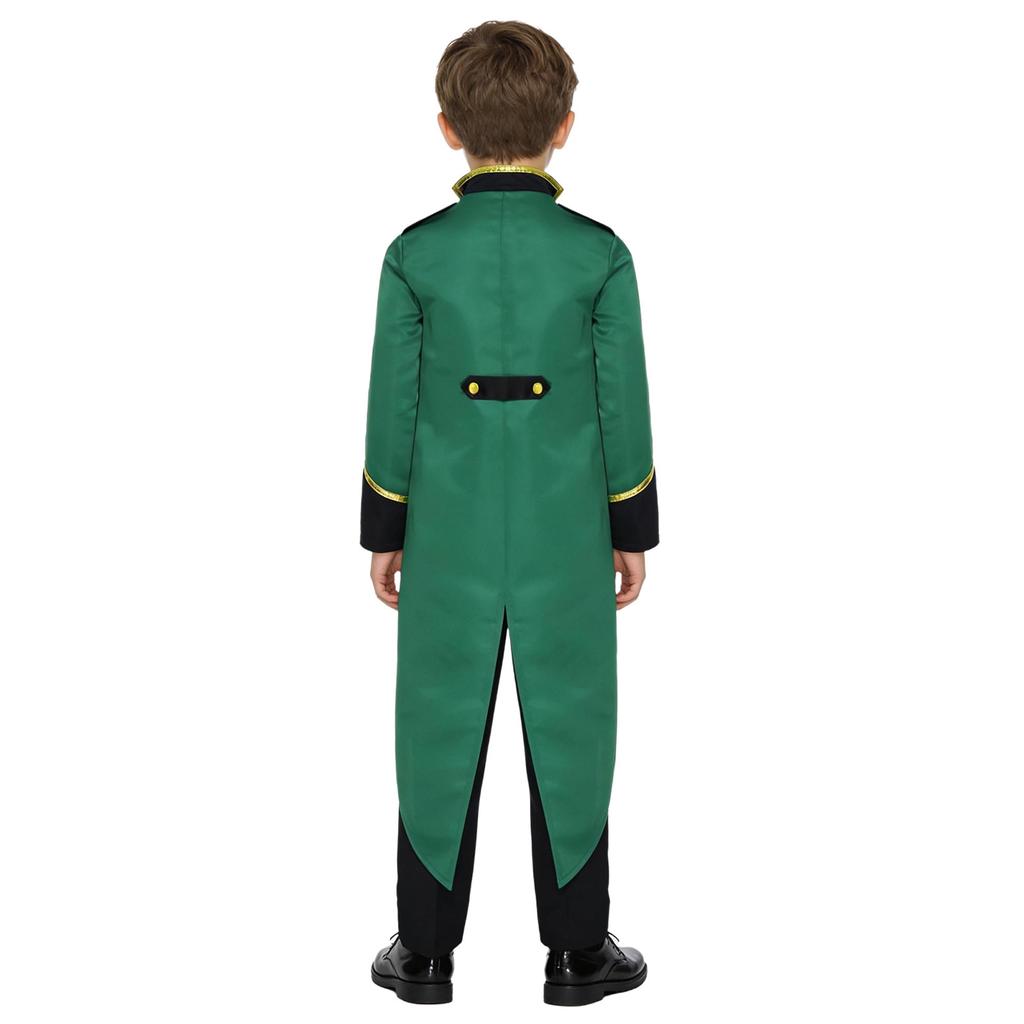 Kids Vintage Medieval Steampunk Tailcoat Long Sleeve Fake Two Piece Tuxedo Victorian Jacket for Dress Up Party Costume