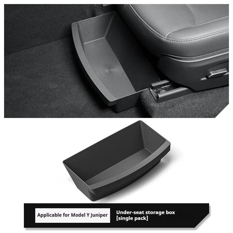 For Tesla Model Y Accessories 2024 2025, TPE Front Seat Storage Box Organizer with Trash Can Function