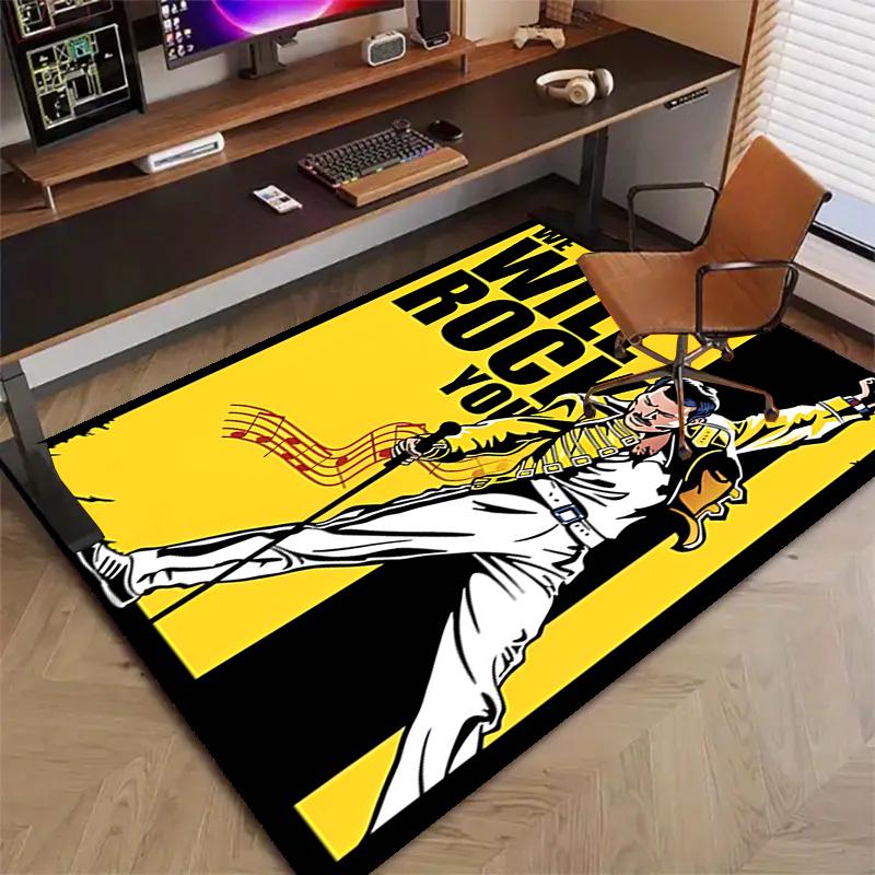 Queen Freddie Mercury Polyester Carpet, Soft Indoor Mat for Office Chair, Living Room, Computer Desk - Decorative Home Office Rug Design