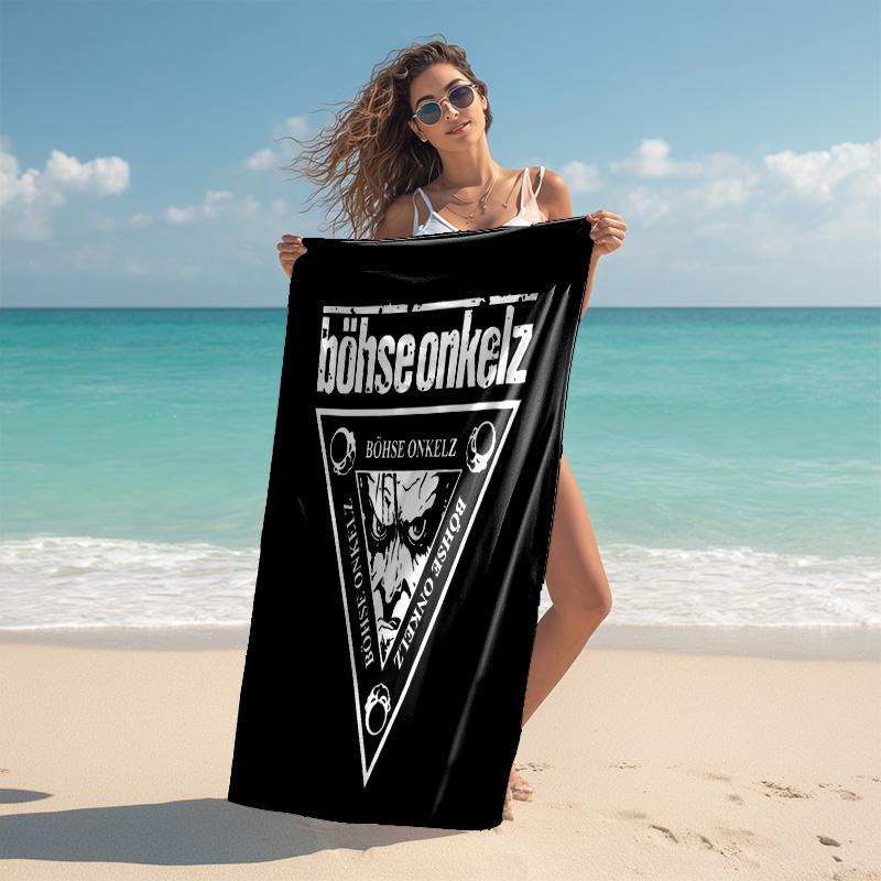 proof beach towel with Böhse Onkelz band pattern - soft,absorbent,quick-drying,machine washable - perfect for swimming,camping,bathing