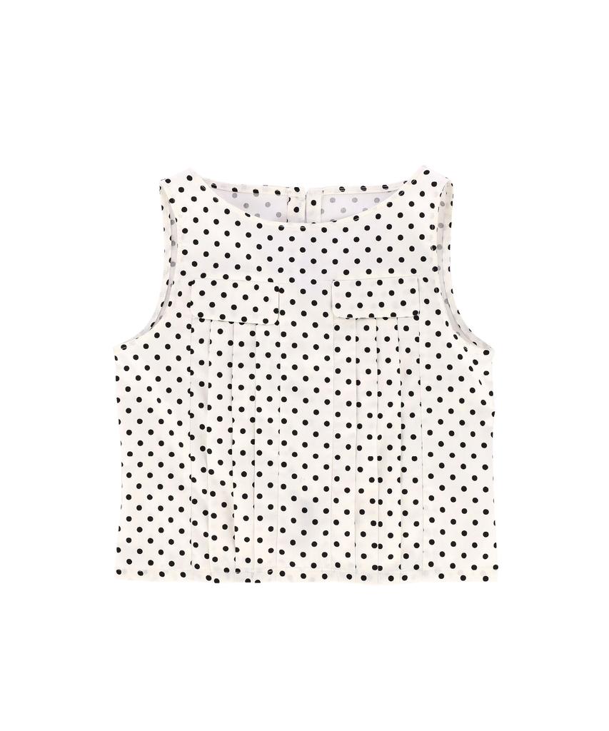 JANGJINSEOK Boat Neck Dot Sleeveless Off-White