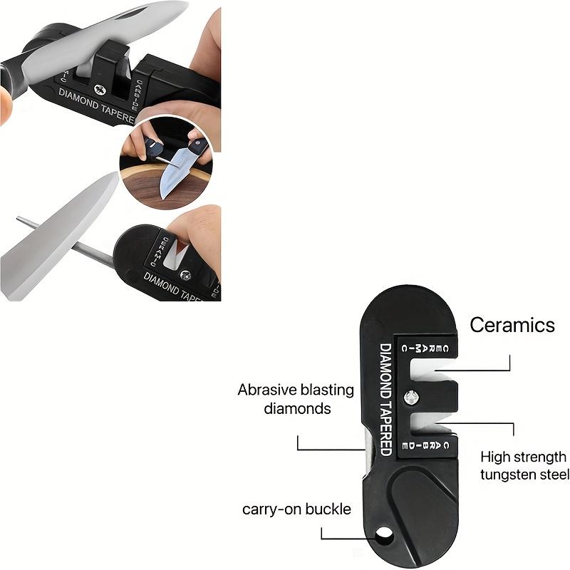 1 шт. Многофункциональная карманная точилка для ножей 4 в 1 Складной точильный камень с 3 этапами Керамический и Карбидный и Алмазный конический