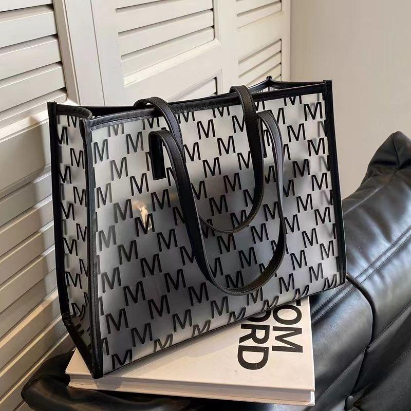 Прозрачная сумка большой вместимости, женская универсальная и стильная сумка через плечо, сумка-тоут, сумка-желе